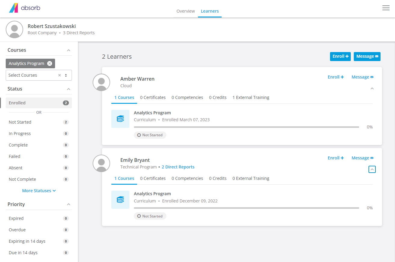Learners View - Course Filter Applied.PNG
