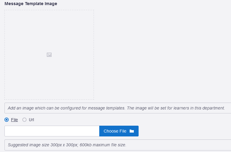 Message Template Image field with File and URL options