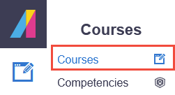 Courses Report accessed through the Courses menu