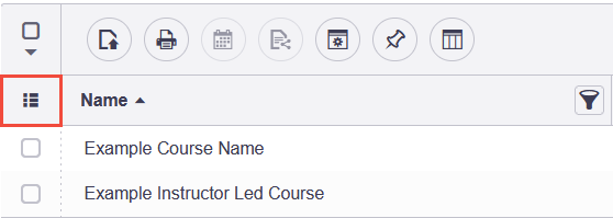 Hamburger menu used to add columns on the Courses Report