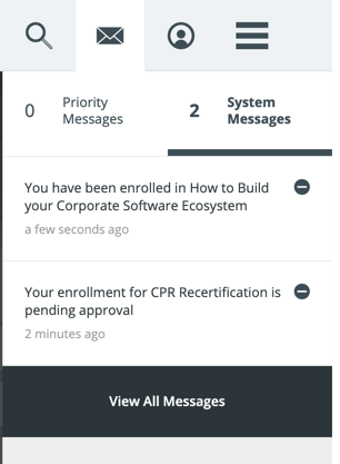 Learner message inbox in the Learner Experience