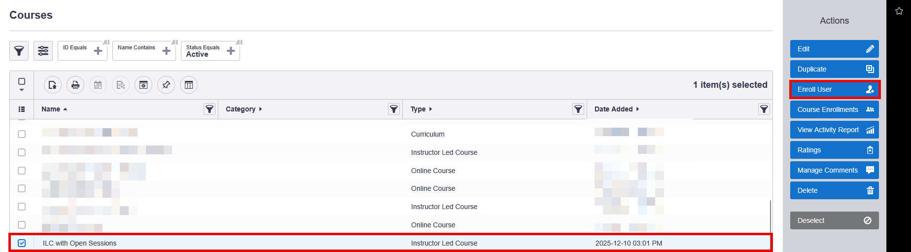 Select course