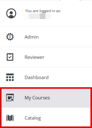 My Courses or Catalog navigation