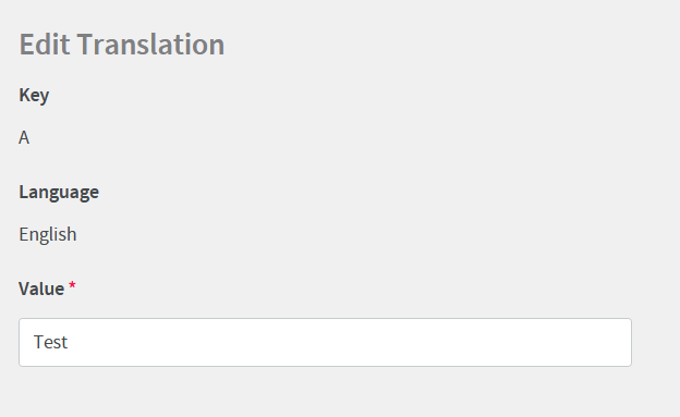 Edit Translation page with Value field