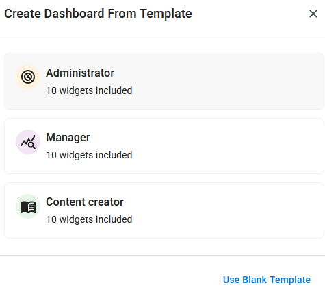 Template selection window with prebuilt templates and the Use Blank Template option
