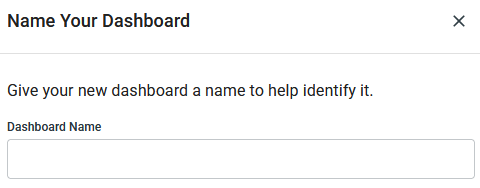 Create Dashboard dialog with a name field