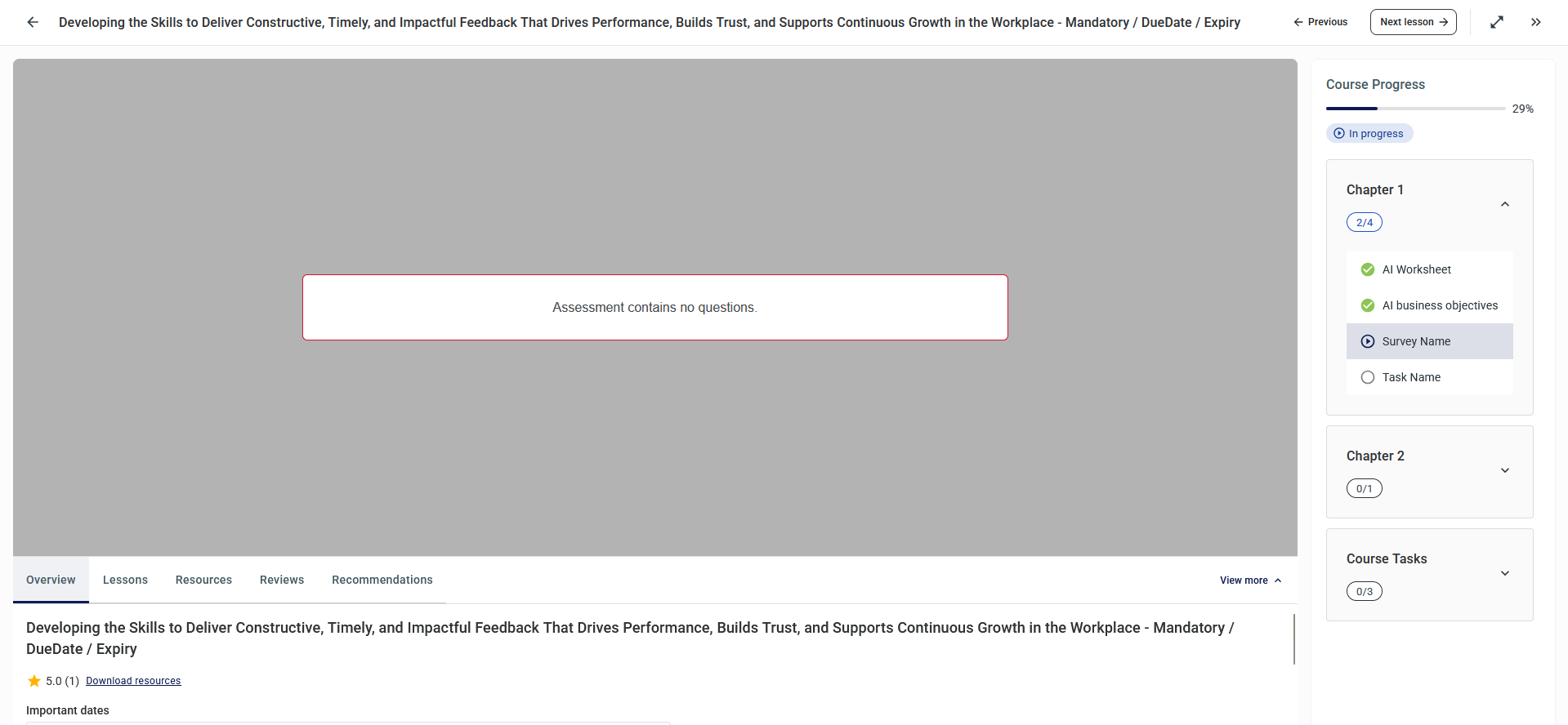 Rebuilt Course Player with collapsible sidebar and updated action buttons