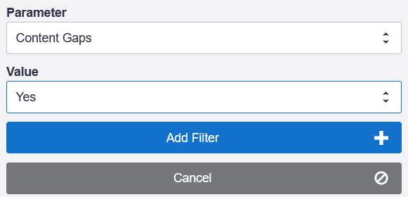 Content Gaps filter with Yes option selected in the Aura Chats report