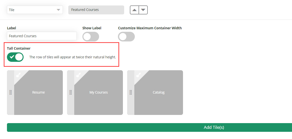 Example of the What's Next Tile displayed in a Tall Container on the Learner Dashboard